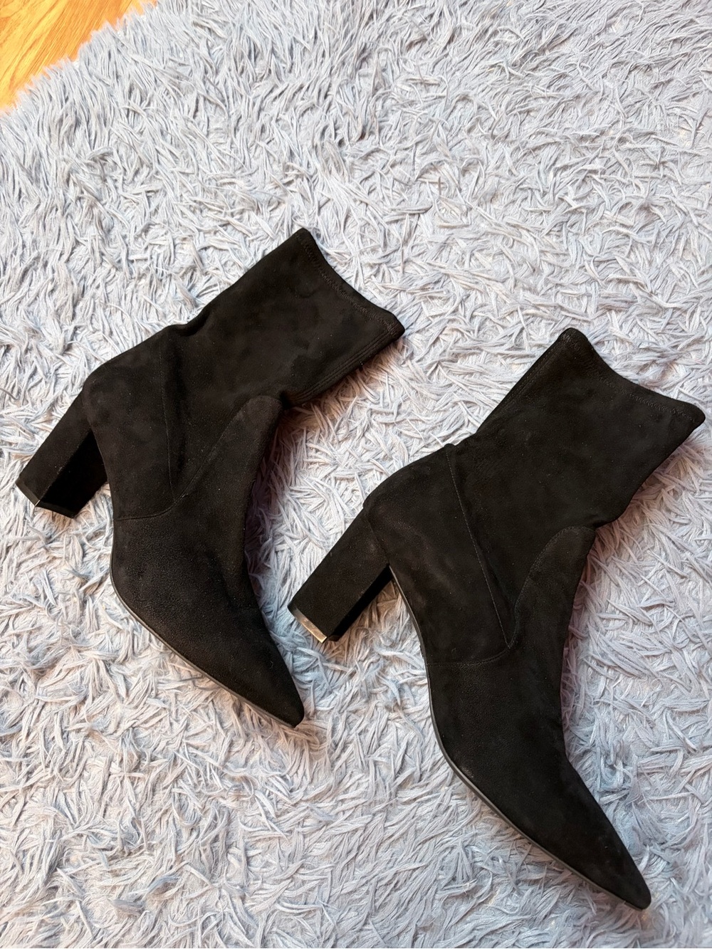 Stuart Weitzman Black Suede Mid-Calf Block Heel Boots Size 10.5